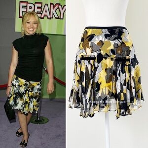 Rare Abstract Print Silk Skirt ASO Hilary Duff Crashing Freaky Friday Premiere